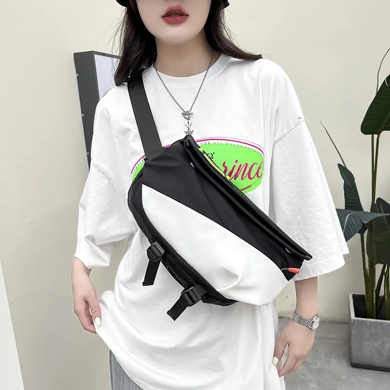 MOK Nylon Sling Bag Unisex Pure Black/Black/Green/Blue/Pink-3