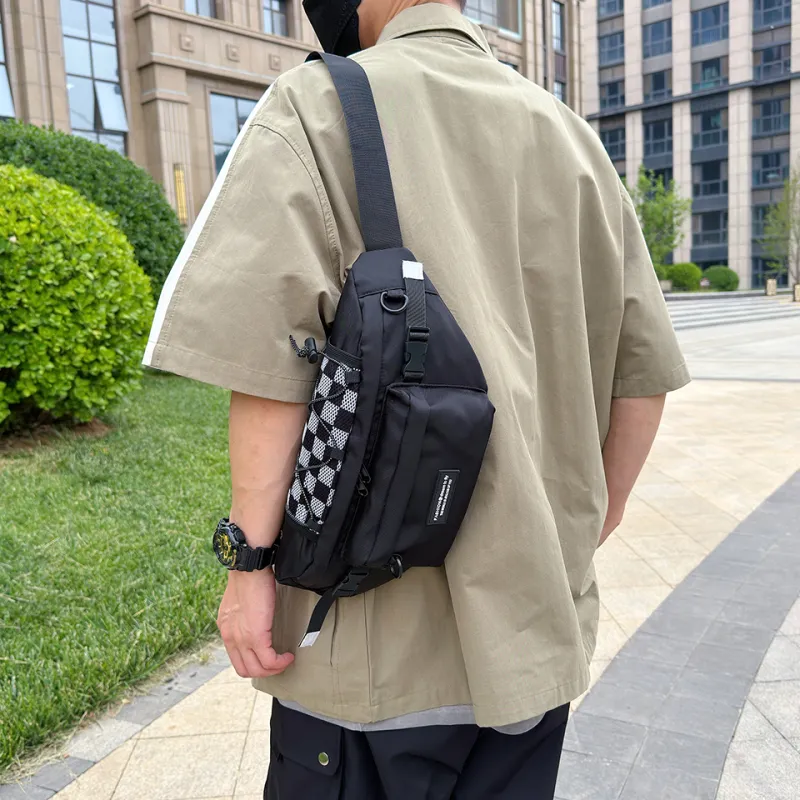 MOK Nylon Crossbody Bag Fanny Pack Sling Bag Unisex White/Black/Khaki-5