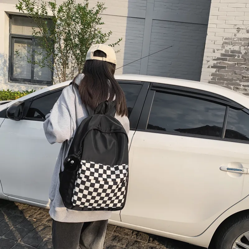 MOK Nylon Backpack Unisex Checkerboard/White/Black-7