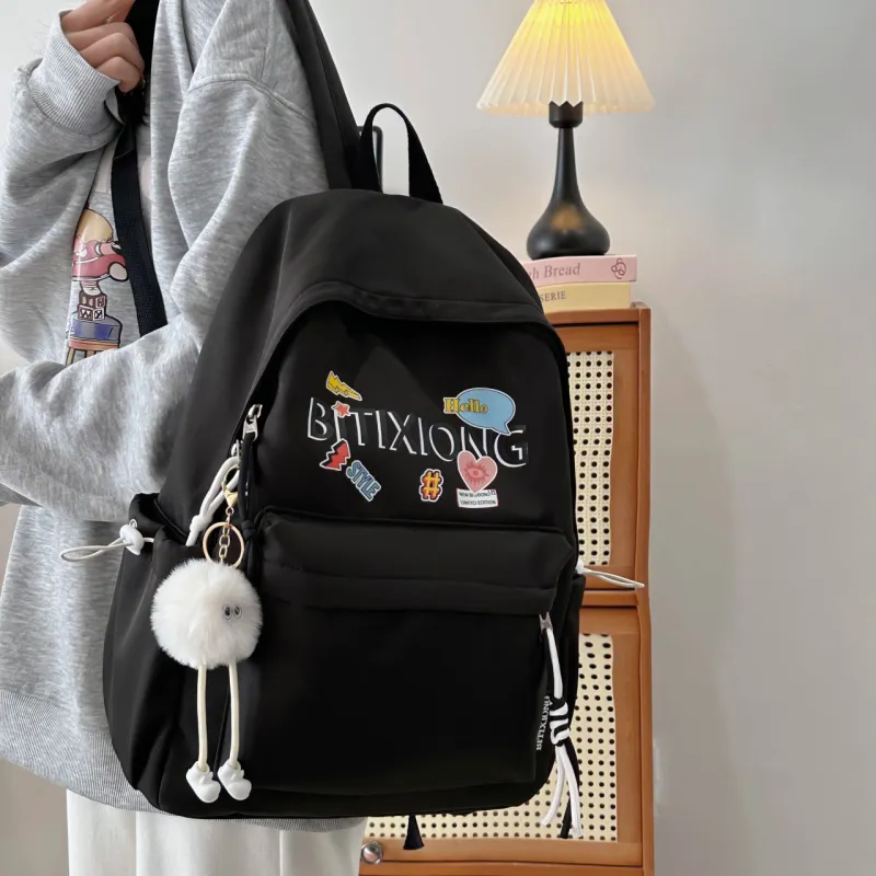 MOK Nylon Backpack Regular Women's White/Black/Yellow/Pink-8