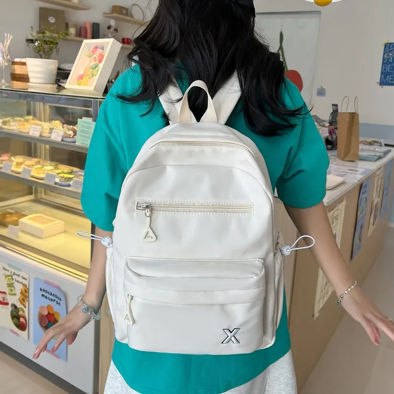 MOK Composite Cloth Backpack Unisex Ecru/Gray/Light Yellow/Light Green-1