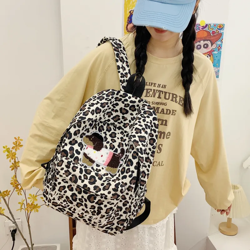 MOK Fabric Backpack Women's White/Black/Green/Brown-5