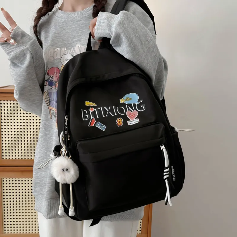 MOK Nylon Backpack Regular Women's White/Black/Yellow/Pink-9