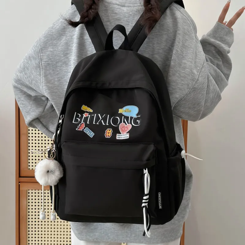 MOK Nylon Backpack Regular Women's White/Black/Yellow/Pink-6