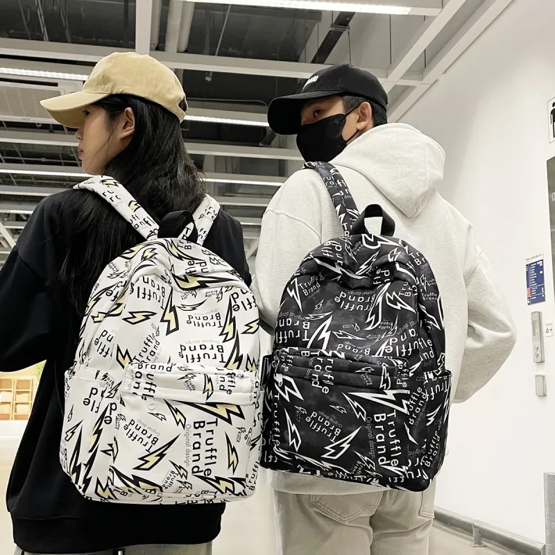MOK Nylon Backpacks Backpack Unisex White/Gray/Black-17