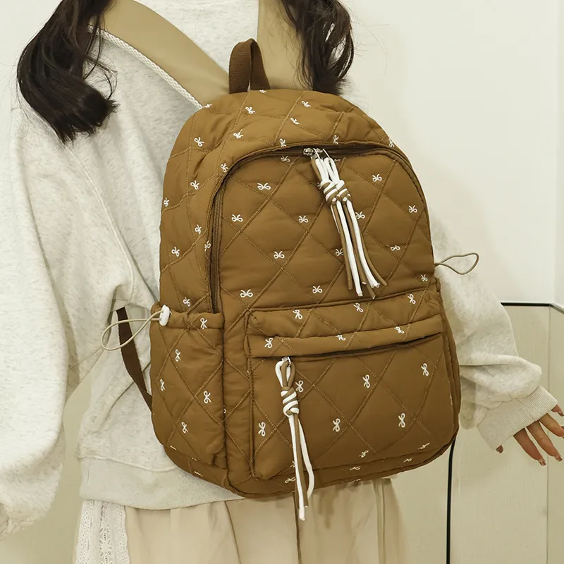 MOK Oxford Backpack Women's Black/Pink/Burgundy/Light Brown/Beige-19