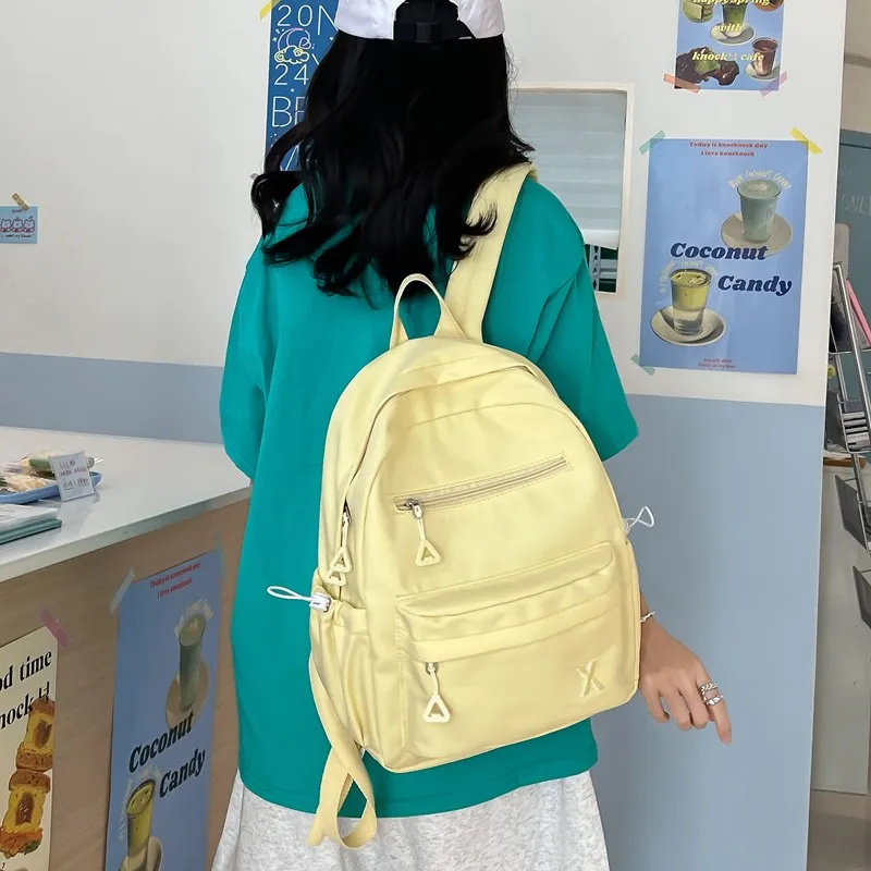 MOK Composite Cloth Backpack Unisex Ecru/Gray/Light Yellow/Light Green-6