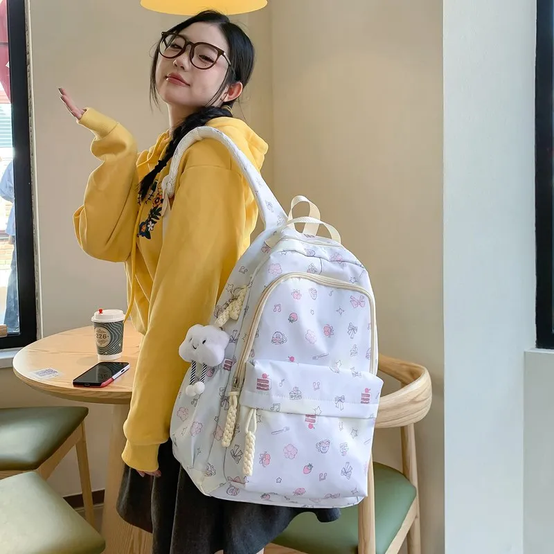 MOK Composite Cloth Backpack Women's White Bunny/White Bear/Light Pink Bunny/Light Blue Bowknot/White Puppy-13
