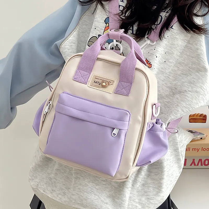 MOK Nylon Backpack Women's Black/Purple/Yellow/Green/Blue-4