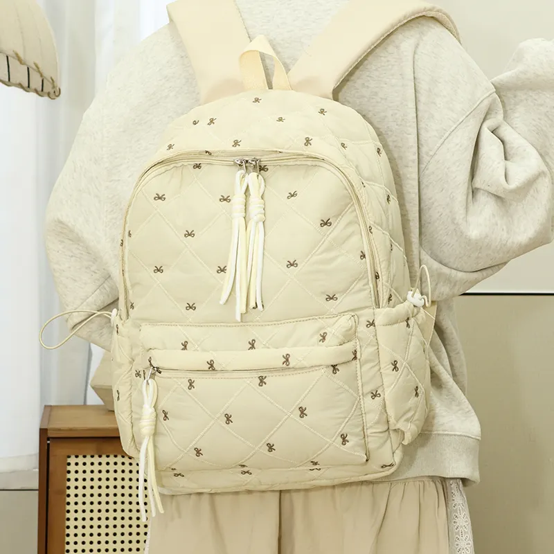 MOK Oxford Backpack Women's Black/Pink/Burgundy/Light Brown/Beige-24