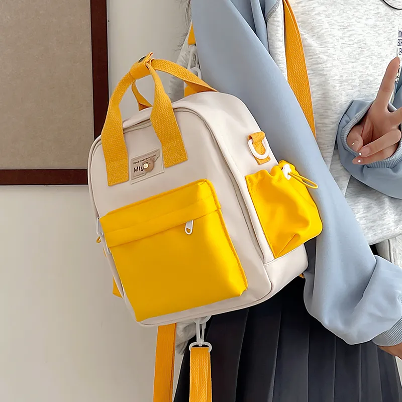 MOK Nylon Backpack Women's Black/Purple/Yellow/Green/Blue-8