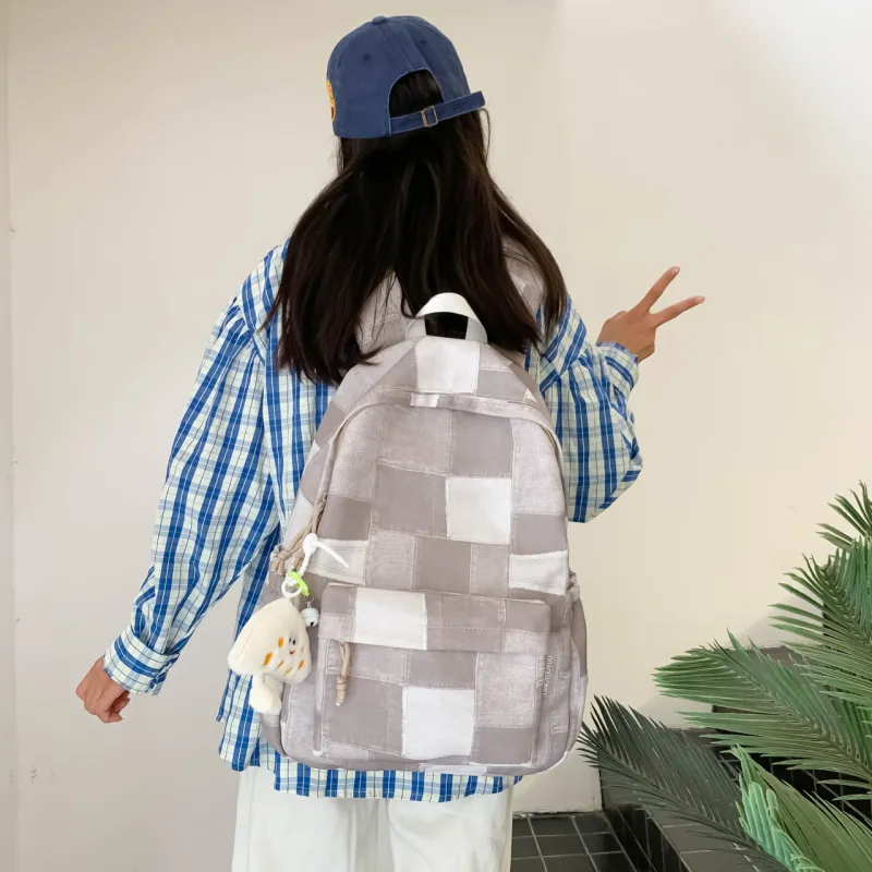 MOK Nylon Backpack Women's Gray/Pink/Khaki/Royal Blue-6