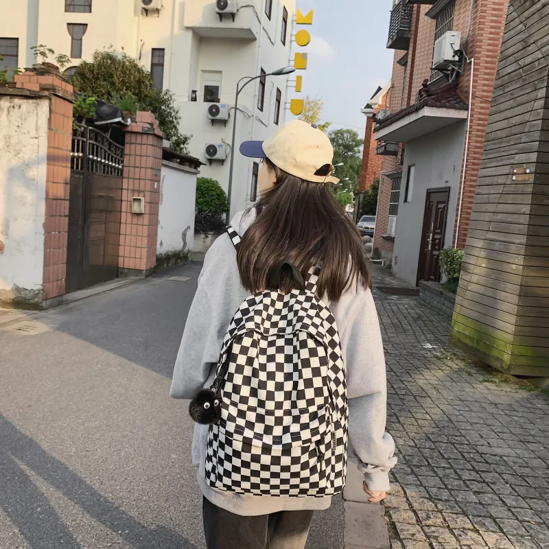 MOK Nylon Backpack Unisex Checkerboard/White/Black-1