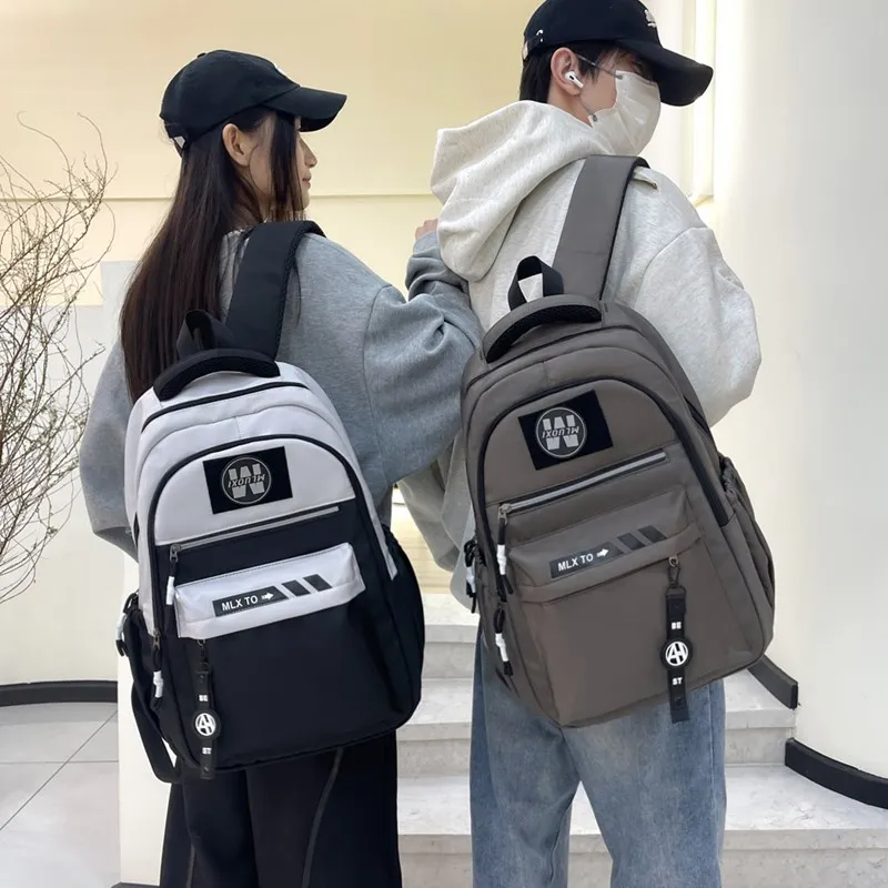 MOK Oxford Backpacks Unisex Light Gray/Black/Blue/Dark Gray/Coffee-6