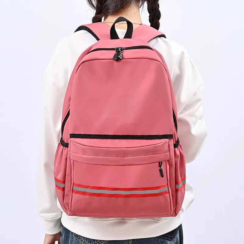 MOK Nylon Backpack Regular Unisex Black/Rose Red/Purple/Blue-3