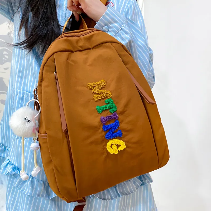 MOK Nylon Backpack Unisex Ecru/Black/Yellow/Khaki/Neon Green-13