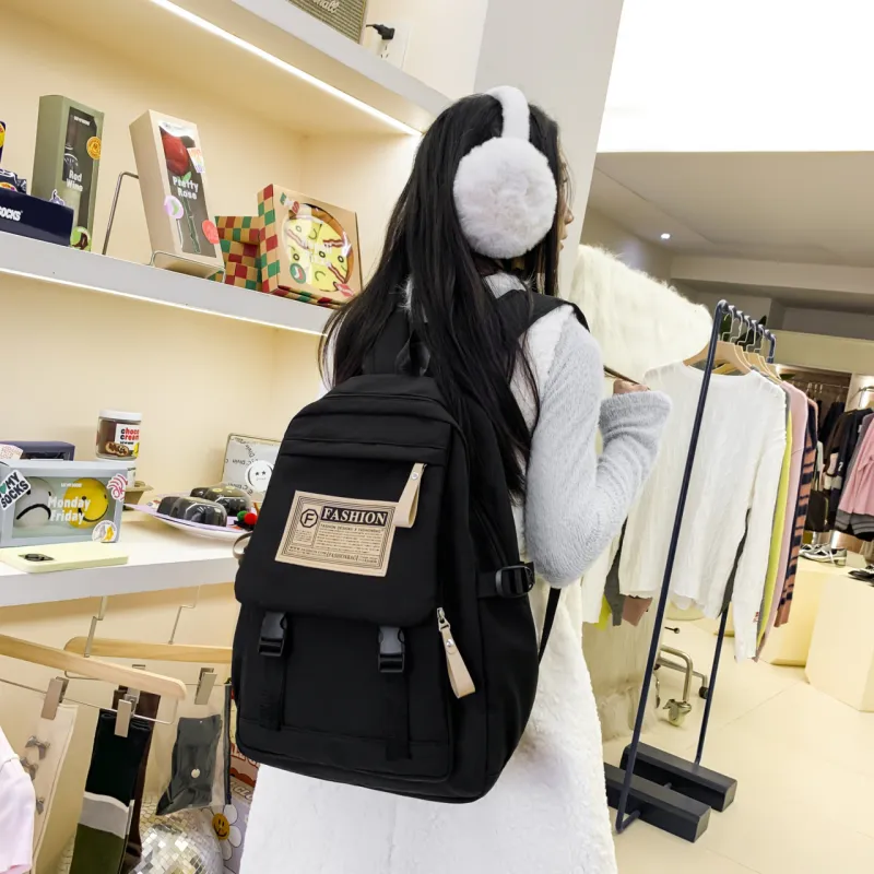 MOK Nylon Backpack Regular Unisex White/Black/Burgundy/Khaki-7