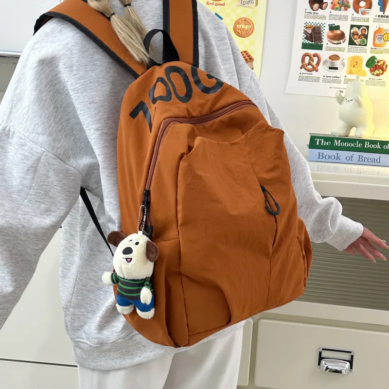 MOK Nylon Backpack Regular Unisex Green/White/Black/Light Gray/Orange-21