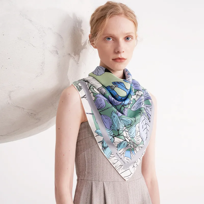 MARJAKURKI Silk Large Scarf Women's-5