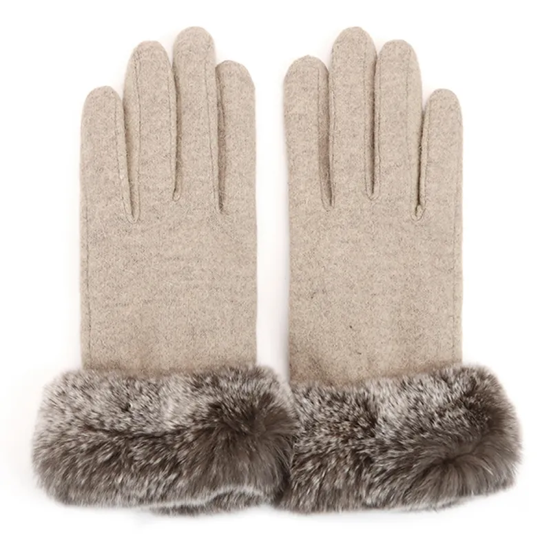 MARJAKURKI Sheep Wool Rex Rabbit Fur Leather Adora Finna Glove Atmosphere Advanced Greeting Card Women's-1