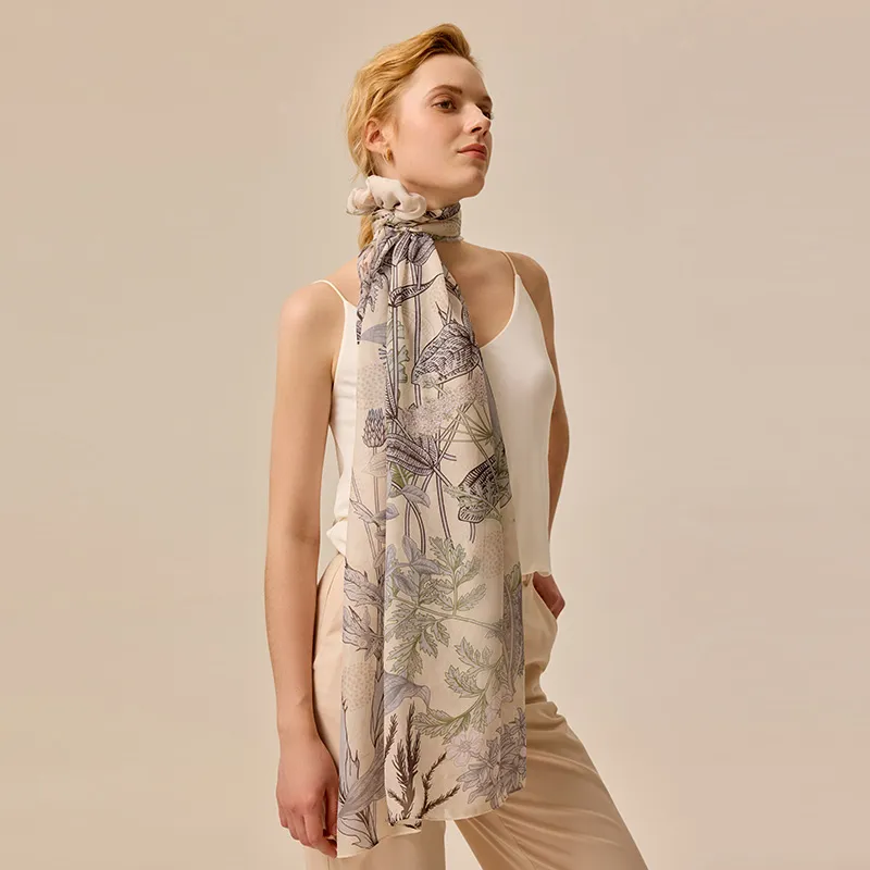 MARJAKURKI Chiffon Silk Scarves Women's-3