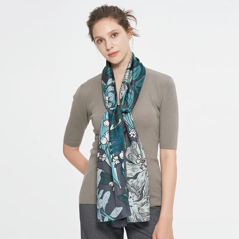 MARJAKURKI Silk Scarves Women's-8