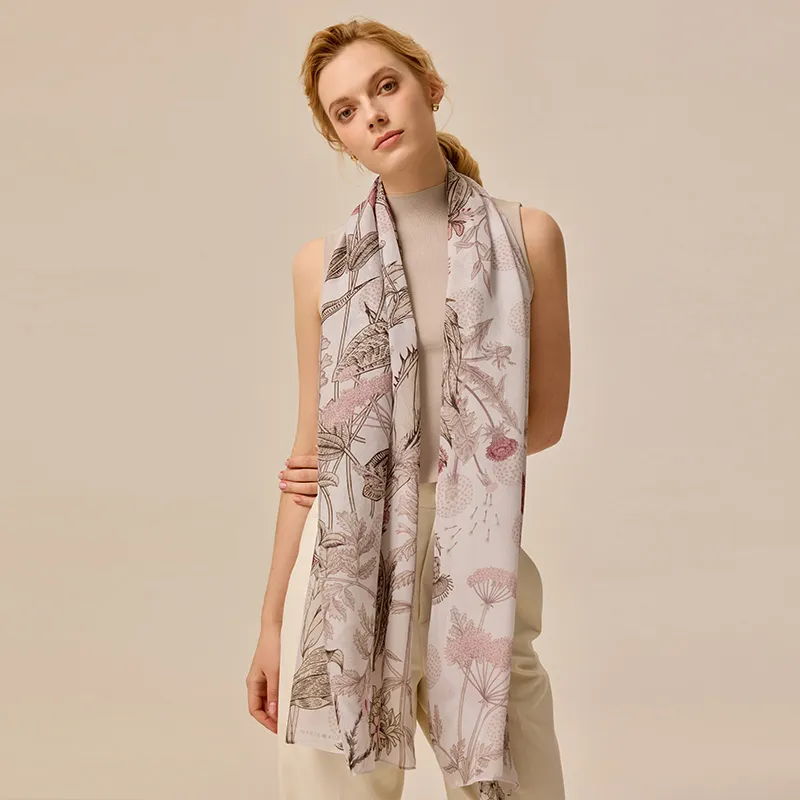 MARJAKURKI Silk Long Scarf Women's-3