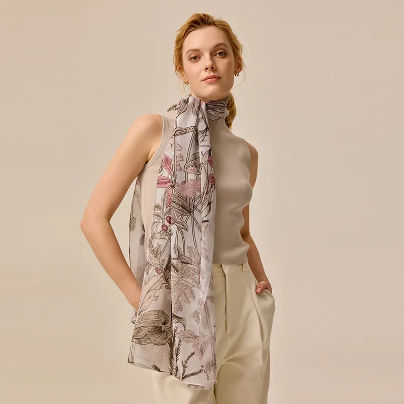 MARJAKURKI Silk Long Scarf Women's-4