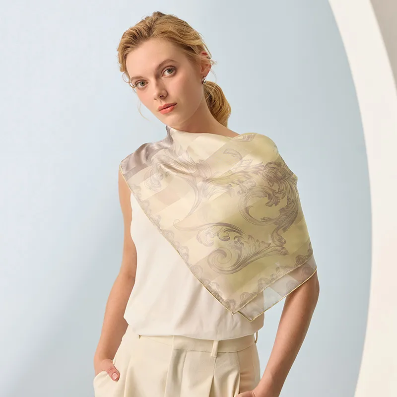 MARJAKURKI Silk Large Scarf Women's-3