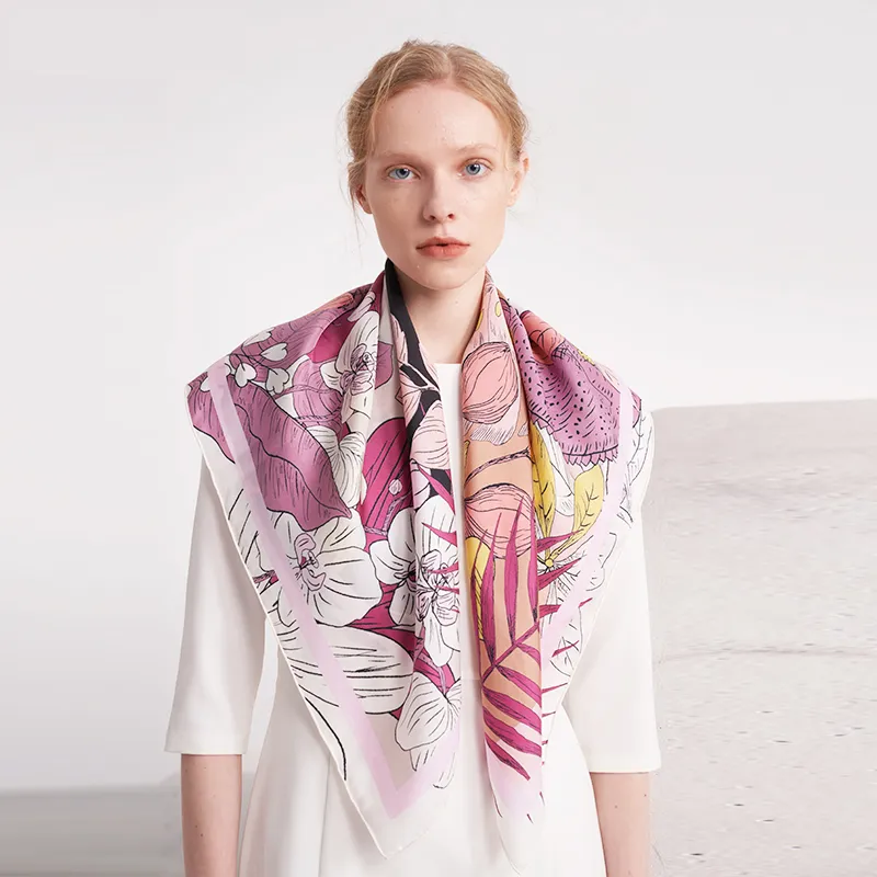 MARJAKURKI Silk Large Scarf Women's-12