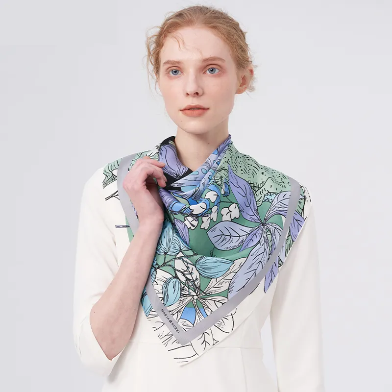 MARJAKURKI Silk Large Scarf Women's-1