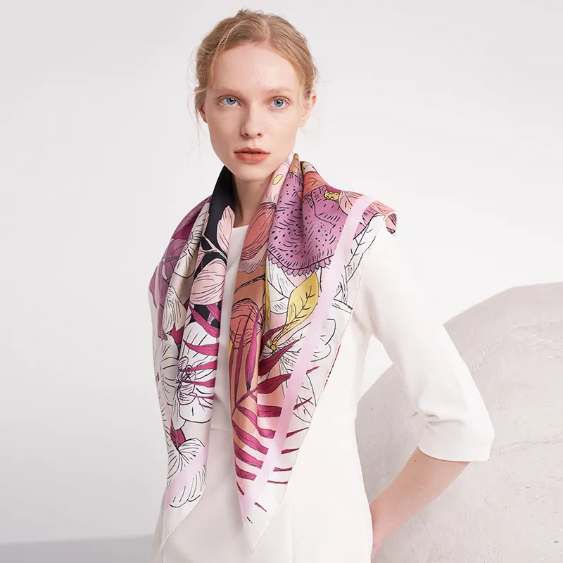 MARJAKURKI Silk Large Scarf Women's-11