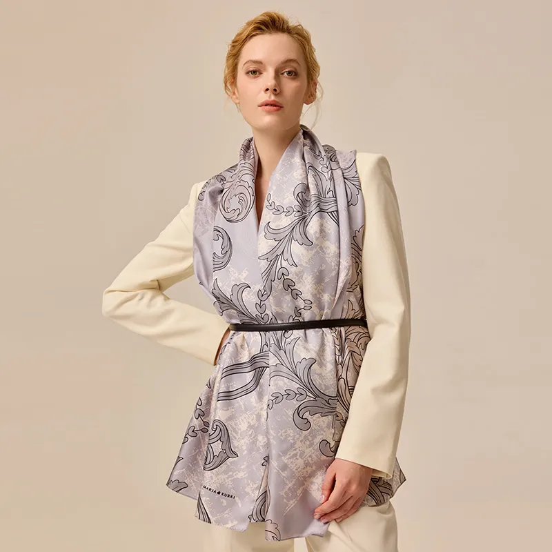 MARJAKURKI Silk Long Scarf Women's-3
