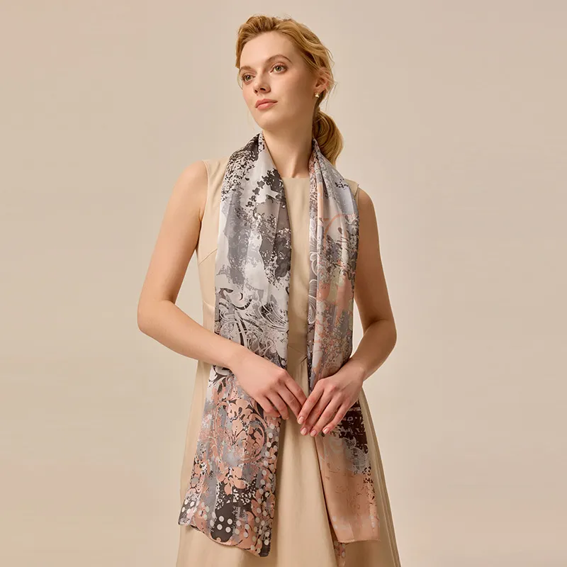 MARJAKURKI Satin Brocade Silk Scarves Women's-2