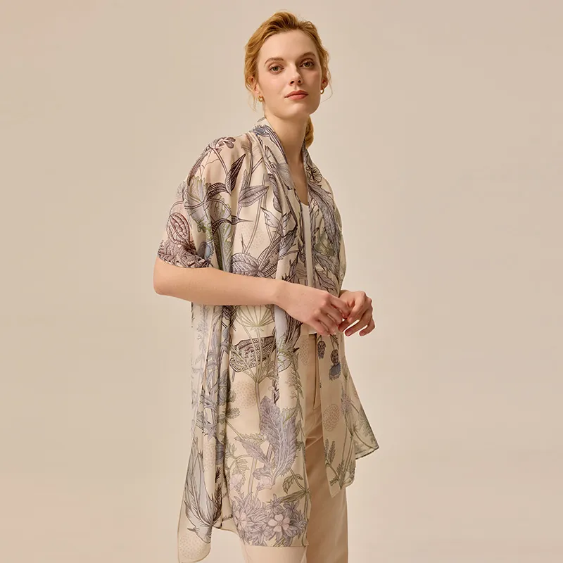 MARJAKURKI Chiffon Silk Scarves Women's-2