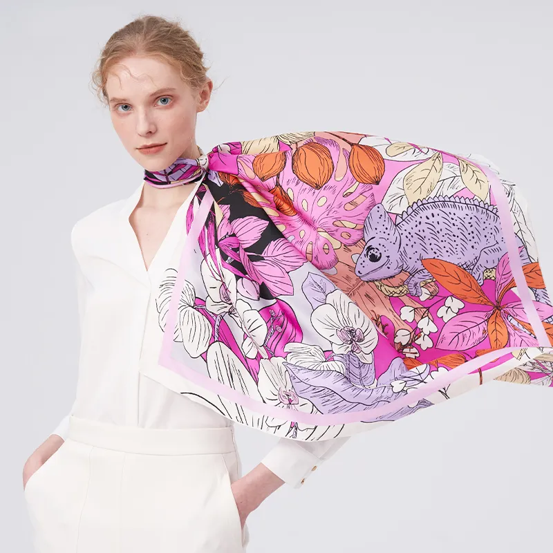MARJAKURKI Silk Large Scarf Women's-7
