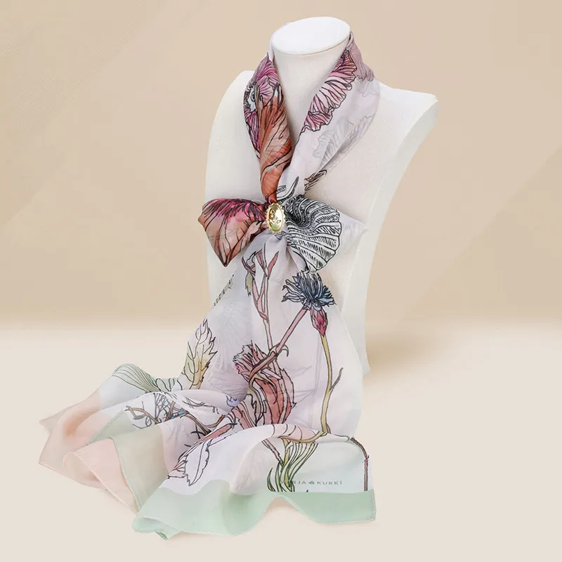 MARJAKURKI Silk Long Scarf Women's-3