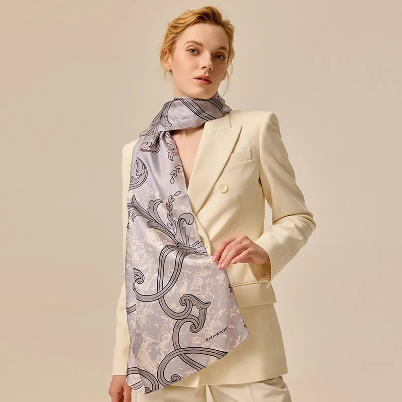 MARJAKURKI Silk Long Scarf Women's-4