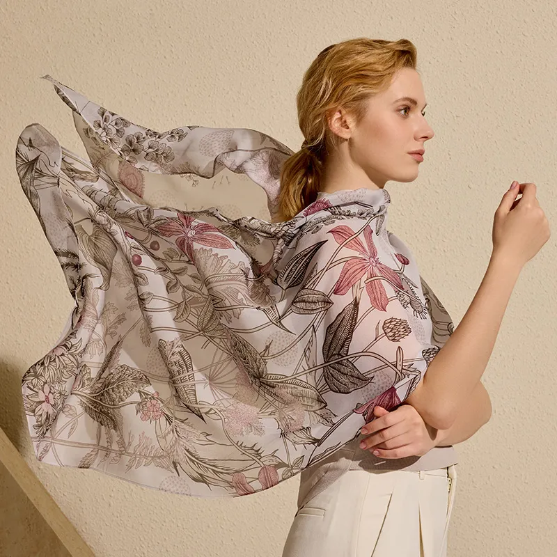 MARJAKURKI Silk Long Scarf Women's-2