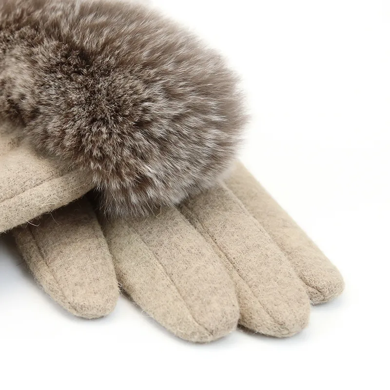 MARJAKURKI Sheep Wool Rex Rabbit Fur Leather Adora Finna Glove Atmosphere Advanced Greeting Card Women's-2