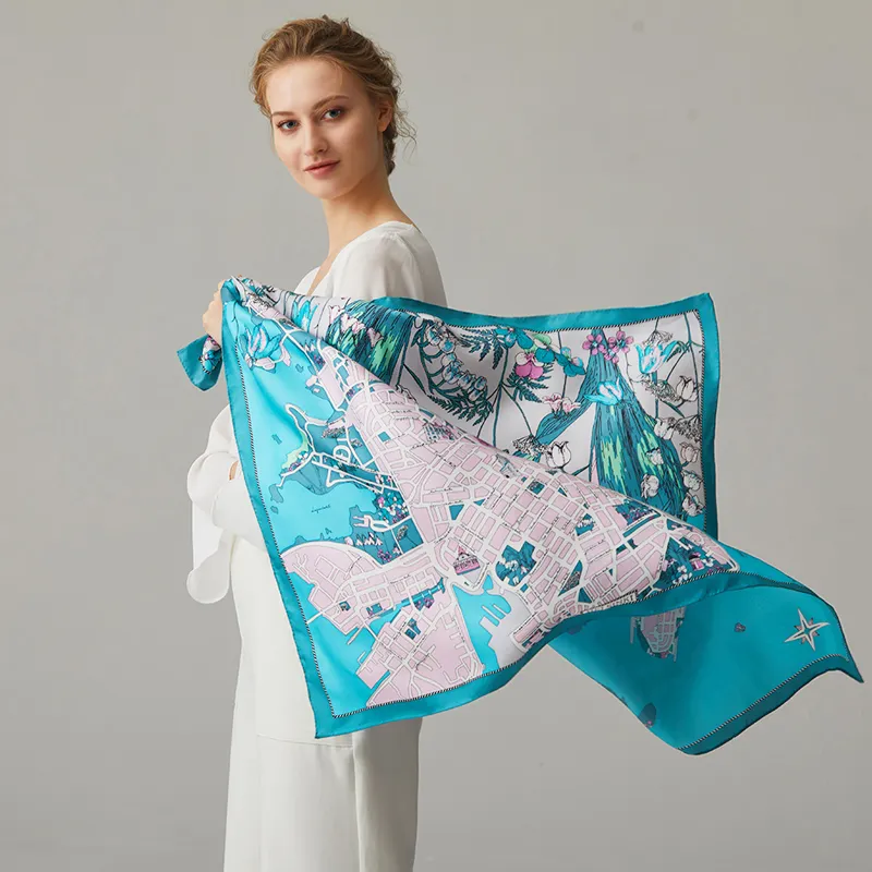 MARJAKURKI Silk Large Scarf Women's-5
