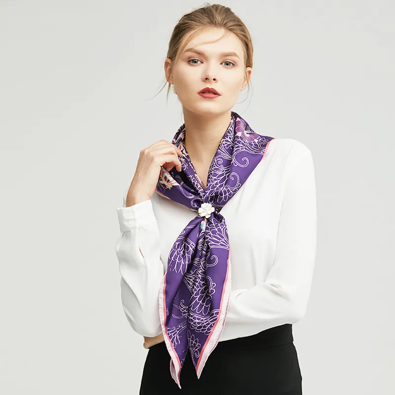 MARJAKURKI Silk Large Scarf Women's-3