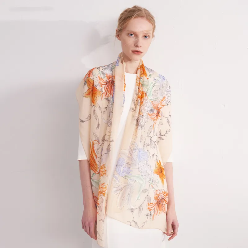 MARJAKURKI Silk Long Scarf Women's-6