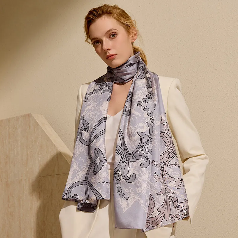 MARJAKURKI Silk Long Scarf Women's-1