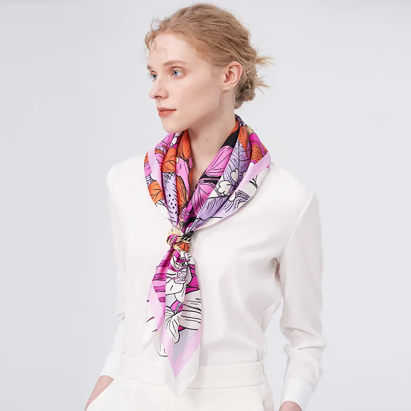 MARJAKURKI Silk Large Scarf Women's-9