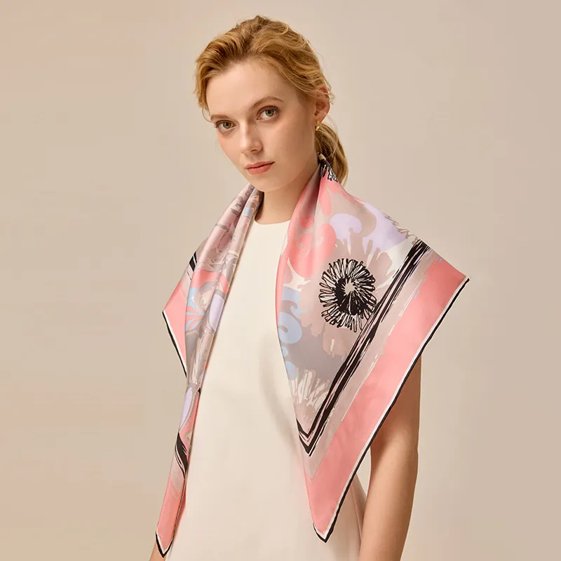 MARJAKURKI Silk Large Scarf Unisex-2