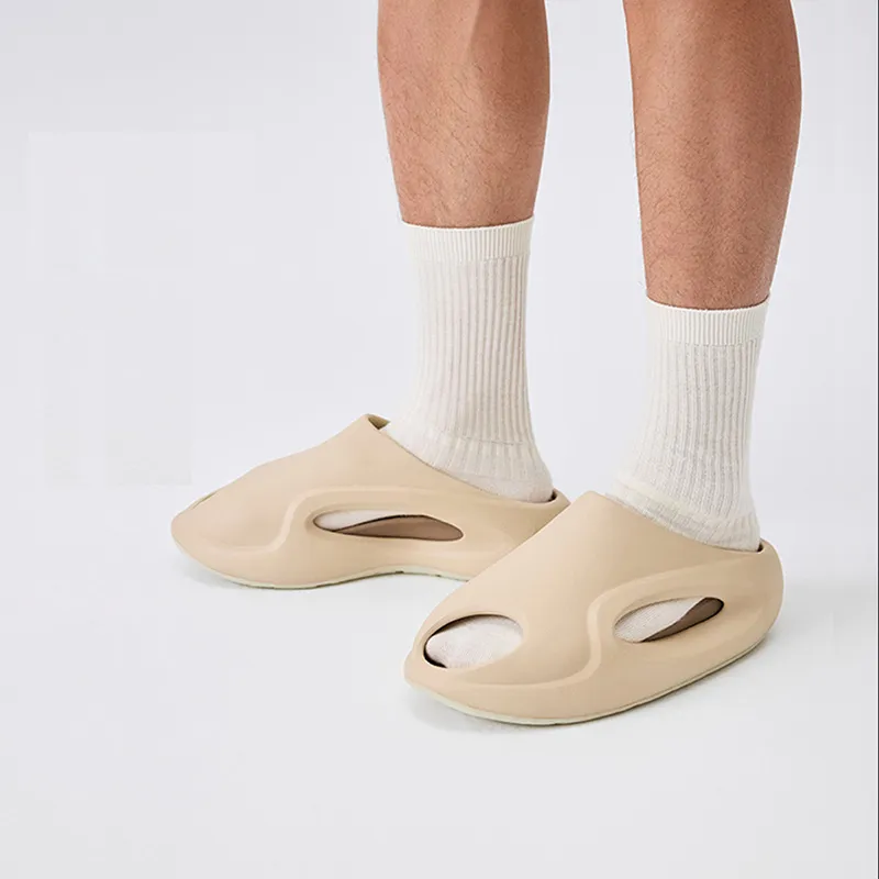 LiNing Cloud Wandering Slay 2.0 Quiet Slip Resistant Slide Slippers Unisex Ecru-4