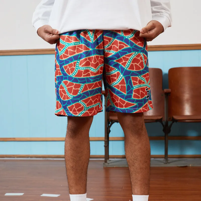 TIP OFF Casual Shorts Unisex Orange Red-4