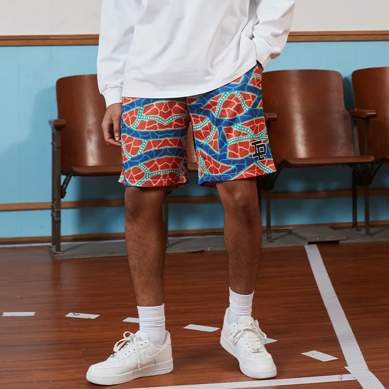 TIP OFF Casual Shorts Unisex Orange Red-3