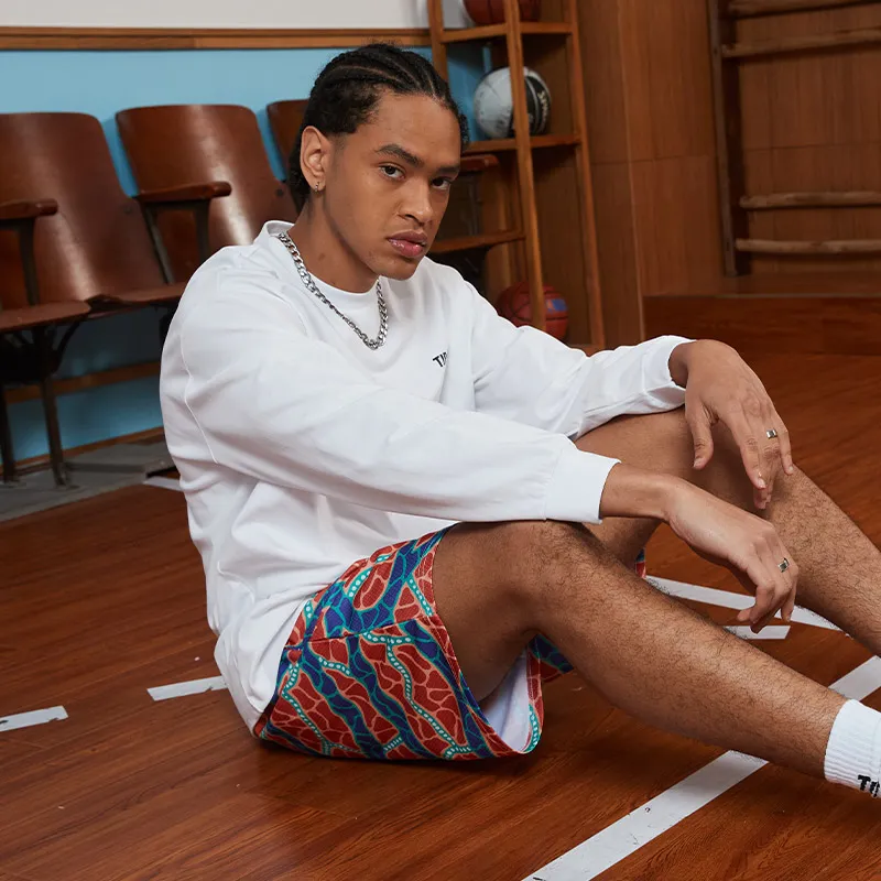 TIP OFF Casual Shorts Unisex Orange Red-6